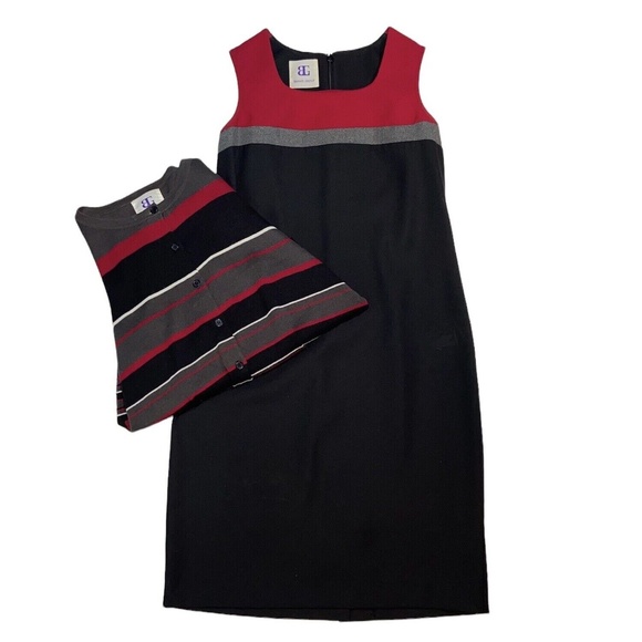 BAHARI GROUP SET VINTAGE 90’s MIDI DRESS WITH CARDIGAN - Picture 6 of 13